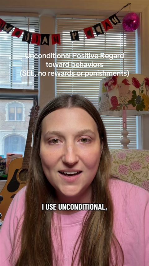 Cover image from a @onegreenjellybean TikTok video about unconditional positive regard toward behaviors
